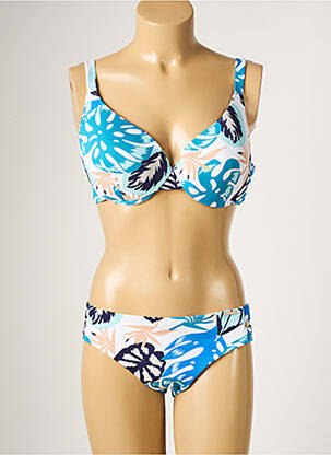 Maillot de bain 2 pièces stretch haut soutien-gorge moulé bleu YSABEL MORA femme