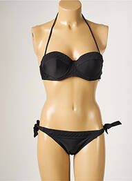 Maillot de bain 2 pièces fermeture liens à nouer haut soutien-gorge moulé noir DAG ADOM femme