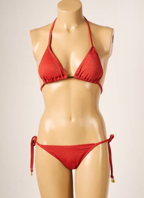 Maillot de bain 2 pièces stretch haut triangles marron LAGON BLEU femme