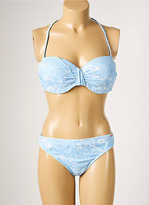 Maillot de bain 2 pièces stretch haut soutien-gorge moulé bleu YSABEL MORA femme