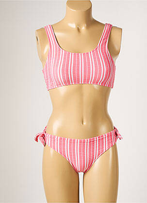 Maillot de bain 2 pièces imprimé rayures rose SEAFOLLY fille