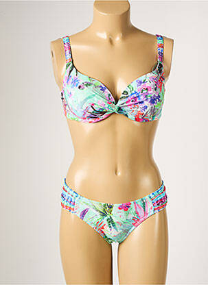 Maillot de bain 2 pièces stretch haut soutien-gorge moulé vert LPB femme