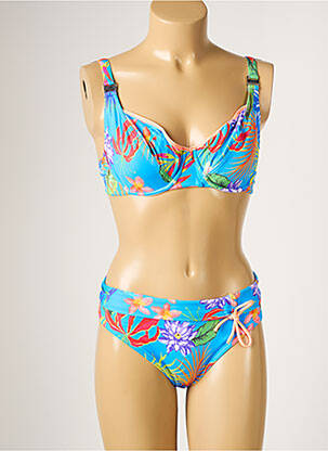 Maillot de bain 2 pièces stretch haut soutien-gorge emboitant bleu SUN PLAYA femme