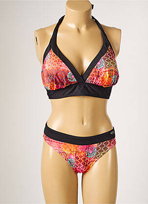 Maillot de bain 2 pièces stretch haut triangles orange SUN PLAYA femme
