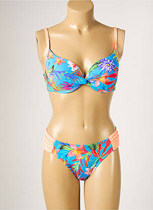 Maillot de bain 2 pièces stretch haut soutien-gorge moulé bleu SUN PLAYA femme