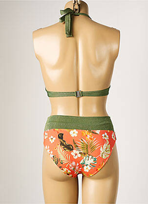 Maillot de bain 2 pièces stretch haut triangles orange LPB femme