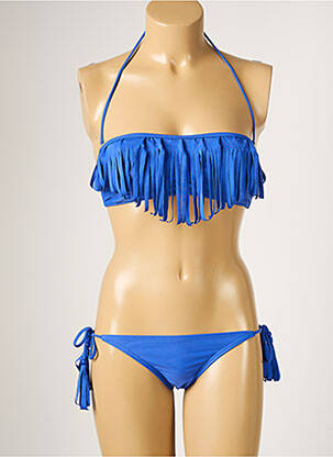 Maillot de bain 2 pièces fermeture clip haut soutien-gorge moulé bleu DAG ADOM femme
