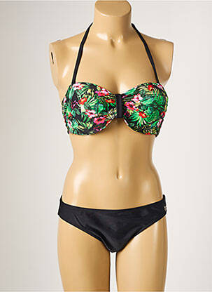 Maillot de bain 2 pièces stretch haut soutien-gorge moulé noir PLATJA femme