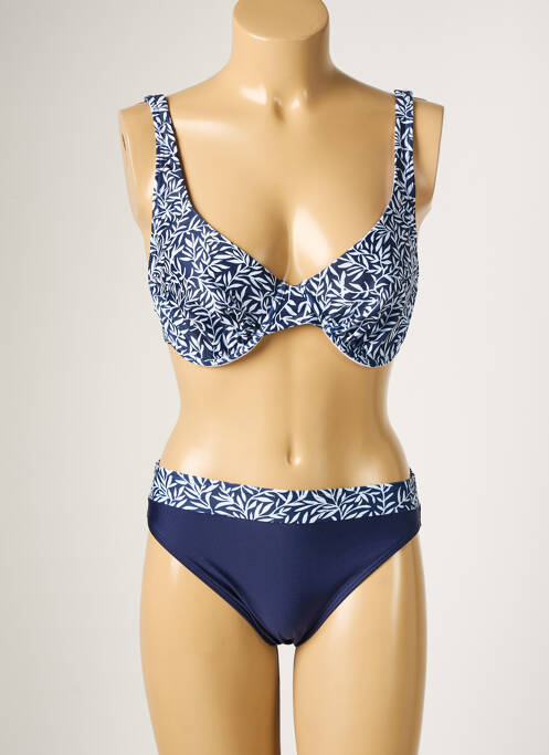 Maillot de bain 2 pièces stretch haut soutien-gorge balconnet bleu LAGON BLEU femme