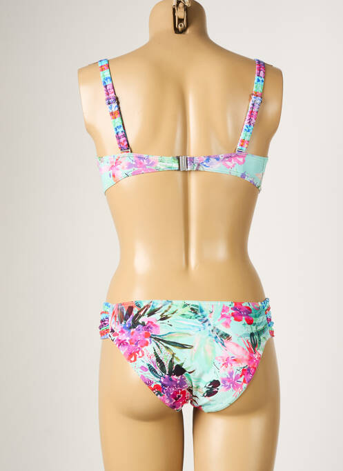 Maillot de bain 2 pièces stretch haut soutien-gorge moulé vert LPB femme