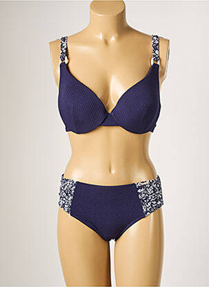 Maillot de bain 2 pièces stretch haut soutien-gorge moulé bleu YSABEL MORA femme