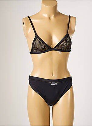 Maillot de bain 2 pièces fermeture clip haut triangles noir BORABORA femme