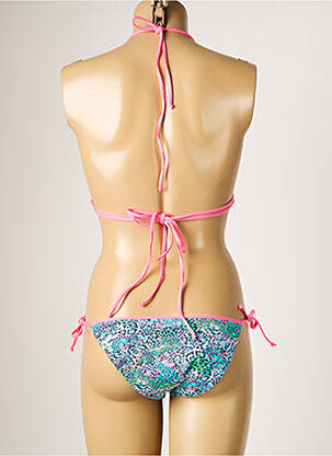 Maillot de bain 2 pièces fermeture liens à nouer haut triangles bleu BORABORA femme