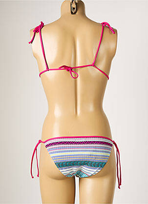 Maillot de bain 2 pièces fermeture liens à nouer haut triangles bleu BORABORA femme