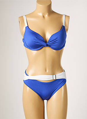 Maillot de bain 2 pièces stretch haut soutien-gorge moulé bleu SUN PLAYA femme
