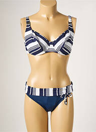 Maillot de bain 2 pièces stretch haut soutien-gorge emboitant bleu SUN PLAYA femme