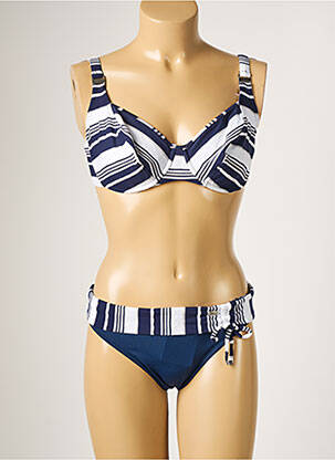 Maillot de bain 2 pièces stretch haut soutien-gorge emboitant bleu SUN PLAYA femme