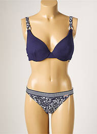 Maillot de bain 2 pièces stretch haut soutien-gorge moulé bleu YSABEL MORA femme