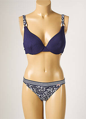 Maillot de bain 2 pièces stretch haut soutien-gorge moulé bleu YSABEL MORA femme