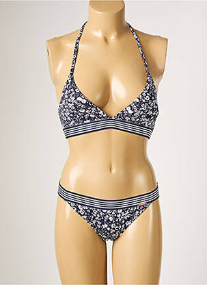Maillot de bain 2 pièces stretch haut triangles bleu YSABEL MORA femme