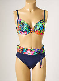 Maillot de bain 2 pièces stretch haut soutien-gorge emboitant bleu SUN PLAYA femme