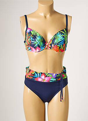 Maillot de bain 2 pièces stretch haut soutien-gorge emboitant bleu SUN PLAYA femme