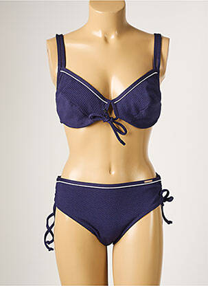 Maillot de bain 2 pièces stretch haut soutien-gorge emboitant bleu YSABEL MORA femme
