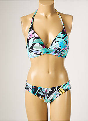Maillot de bain 2 pièces stretch haut triangles bleu MOONTIDE femme