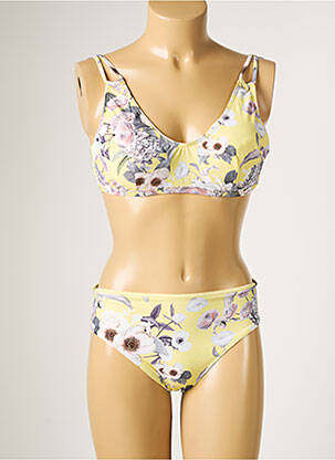 Maillot de bain 2 pièces stretch haut soutien-gorge balconnet jaune MOONTIDE femme