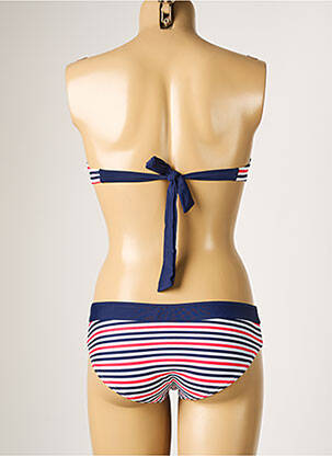 Maillot de bain 2 pièces fermeture liens à nouer haut soutien-gorge moulé bleu LULUCASTAGNETTE femme