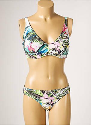 Maillot de bain 2 pièces stretch haut soutien-gorge balconnet blanc MOONTIDE femme