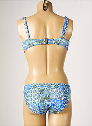 Maillot de bain 2 pièces stretch haut soutien-gorge moulé bleu SUNFLAIR femme