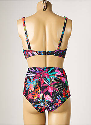 Maillot de bain 2 pièces fermeture clip haut soutien-gorge balconnet noir MOONTIDE femme