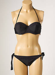 Maillot de bain 2 pièces fermeture liens à nouer haut soutien-gorge moulé noir DAG ADOM femme
