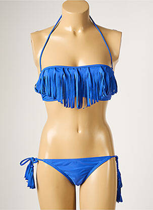 Maillot de bain 2 pièces stretch haut triangles bleu DAG ADOM femme