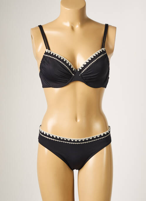Maillot de bain 2 pièces stretch haut soutien-gorge emboitant noir BORABORA femme