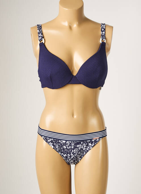 Maillot de bain 2 pièces stretch haut soutien-gorge moulé bleu YSABEL MORA femme