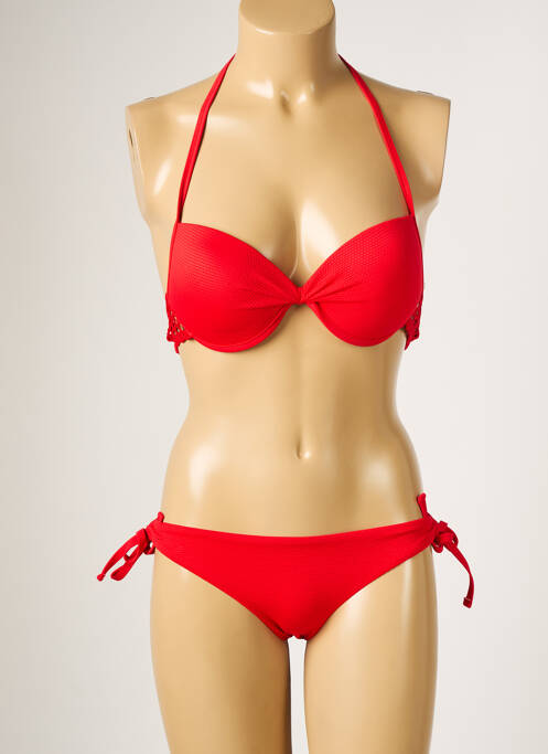 Maillot de bain 2 pièces stretch haut bandeau rouge DAG ADOM femme