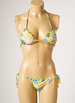 Maillot de bain 2 pièces stretch haut triangles jaune RIO DE SOL femme