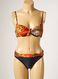 Maillot de bain 2 pièces stretch haut soutien-gorge moulé orange MISS CARAÏBES femme