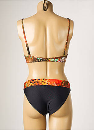 Maillot de bain 2 pièces stretch haut soutien-gorge moulé orange MISS CARAÏBES femme