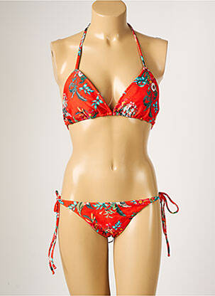 Maillot de bain 2 pièces stretch haut triangles rouge RIO DE SOL femme