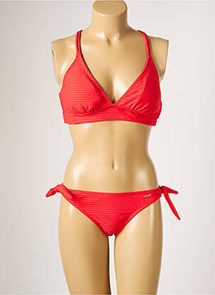 Maillot de bain 2 pièces stretch haut triangles rouge PROTEST femme