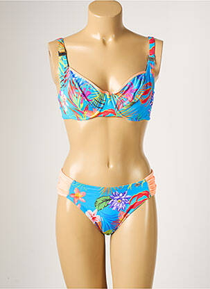 Maillot de bain 2 pièces stretch haut soutien-gorge emboitant bleu SUN PLAYA femme