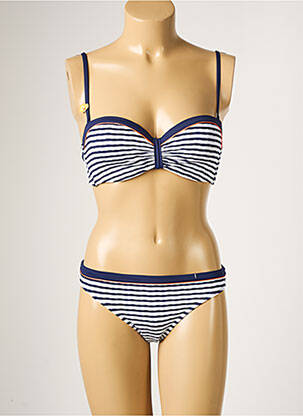Maillot de bain 2 pièces stretch haut soutien-gorge balconnet bleu CHERRY BEACH femme