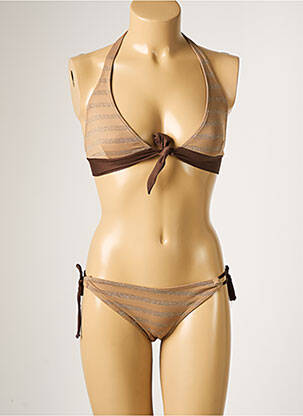 Maillot de bain 2 pièces stretch haut triangles marron BAHIA BEACH BAULE femme