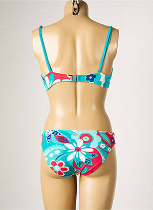 Maillot de bain 2 pièces fermeture clip haut soutien-gorge moulé bleu CHERRY BEACH femme