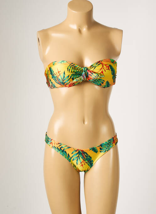 Maillot de bain 2 pièces stretch haut bandeau jaune RIO DE SOL femme
