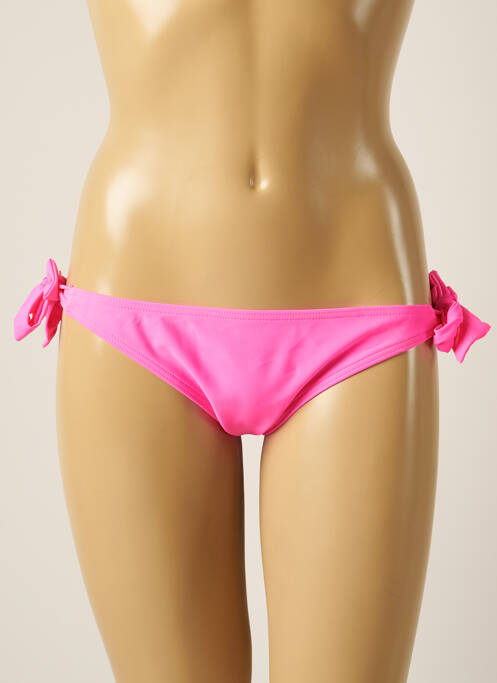 Bas de maillot de bain tissage satiné bikini rose LAGON BLEU femme