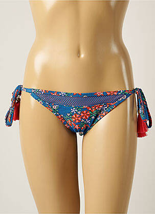 Bas de maillot de bain imprimé fleurs bikini bleu PIHA femme